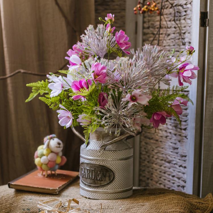 Artificial Silk Flower Bouquet Pink Daisy 20"