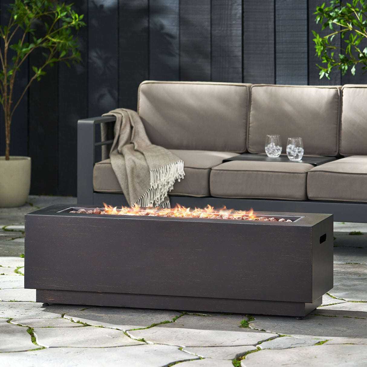 Modern Dark Grey - Outdoor Iron Propane Fire Pit