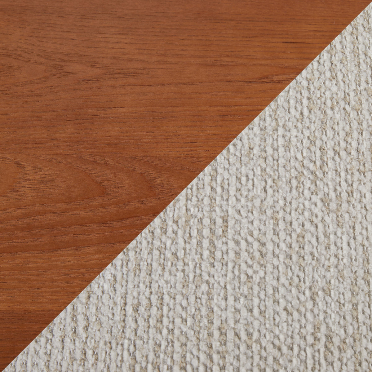 Cream Fabric Storage Tray Table with Walnut-Finish Lid — wood tray and fabric close-up