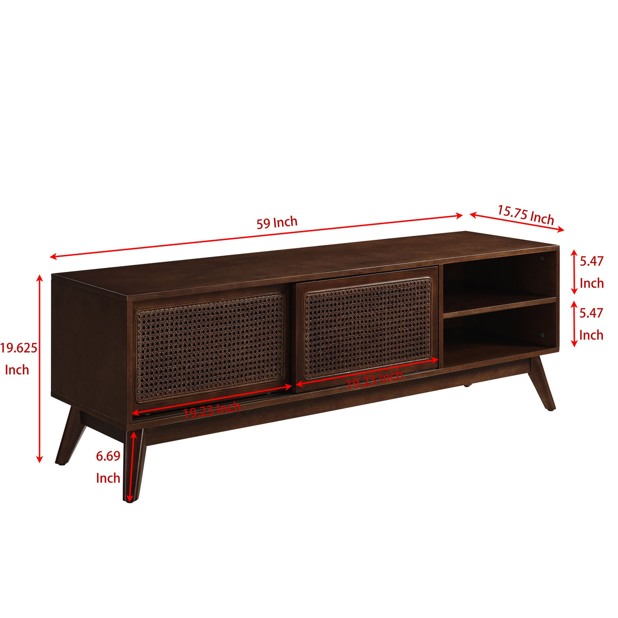 Mid Century Modern Rattan TV Stand - OROA