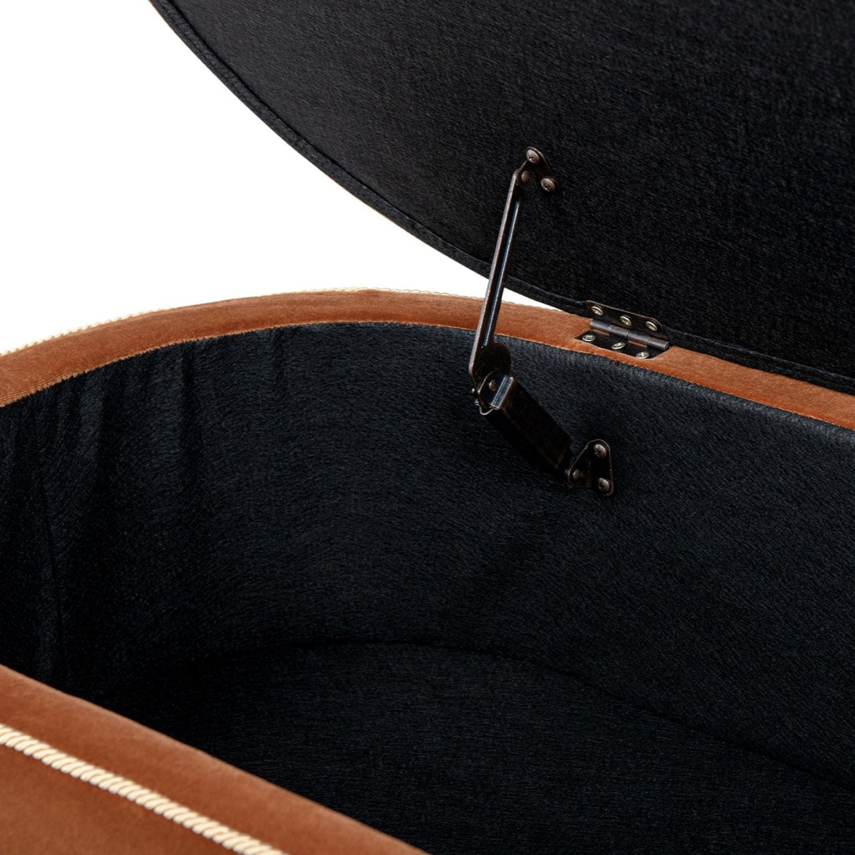 Melindaa - Oval Tufted Bullion Fringe Storage Bench