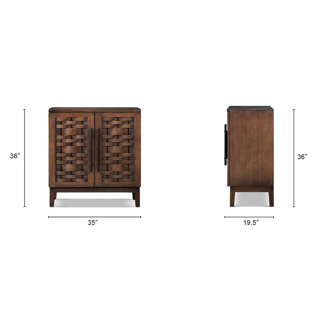 Koa Woven Wood Cabinet with Textured Door Fronts, Dark Brown Reclaimed Pine - OROA Modern Furniture