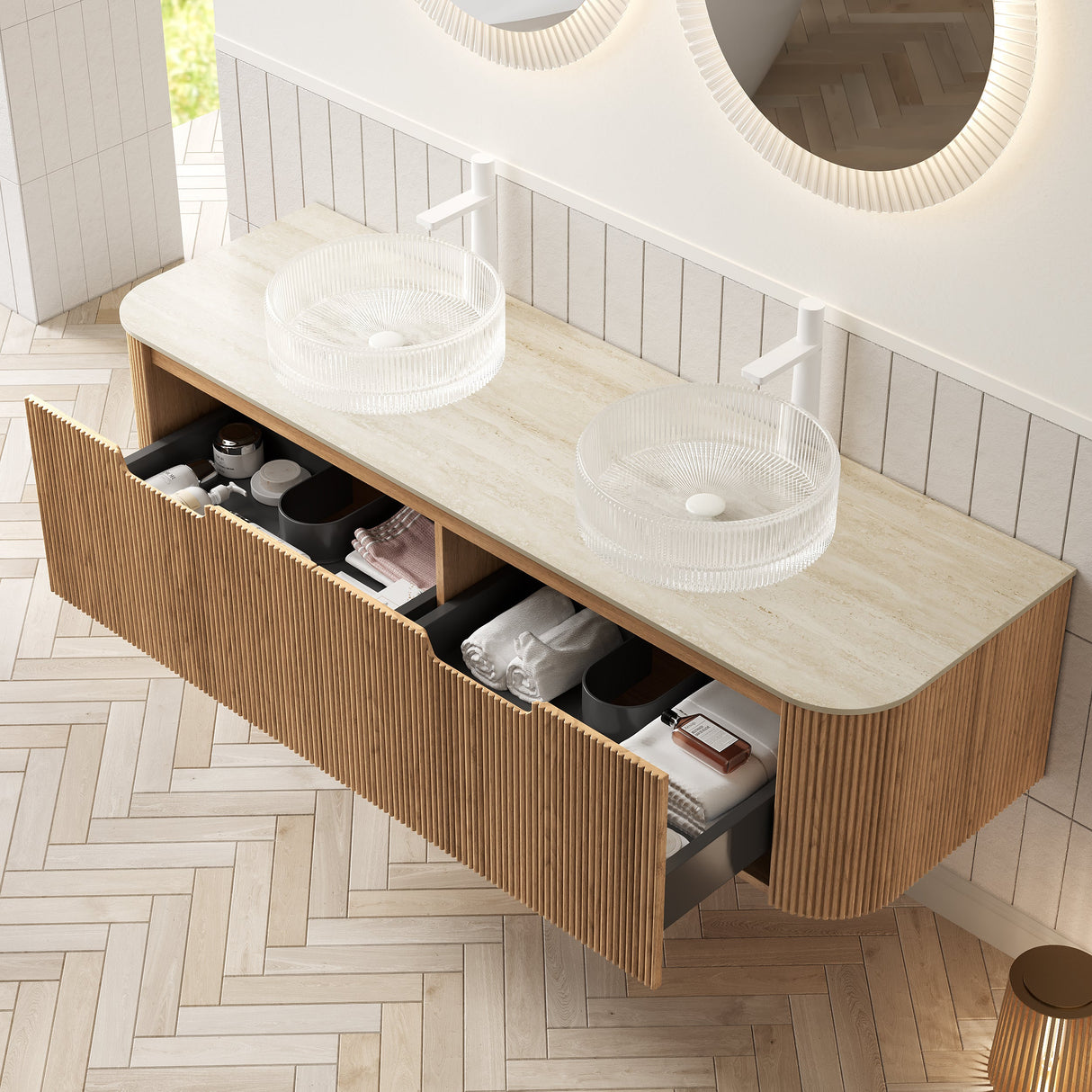 Bathroom Vanity & Glass Sink- OROA
