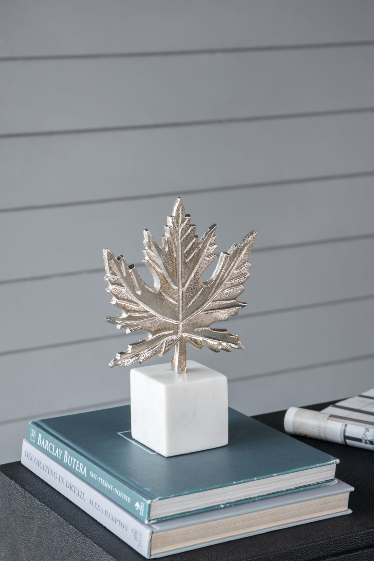 Silver Leaf Sculpture on Marble Base | Catchy