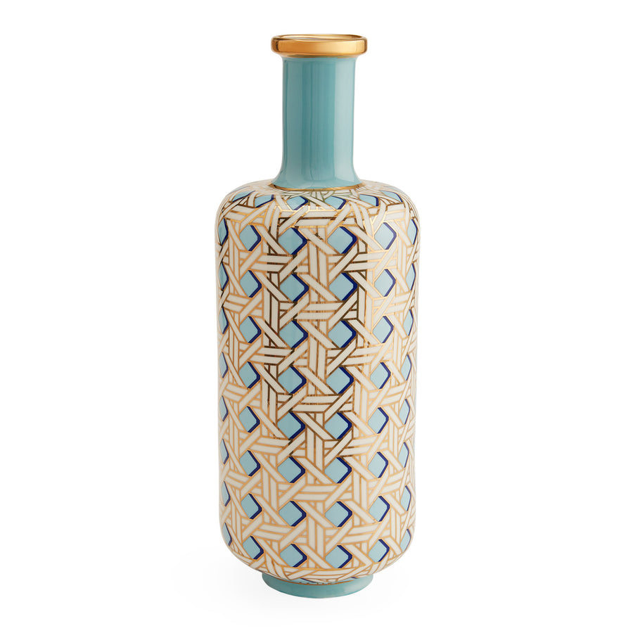 Porcelain Turquoise Bottle Vase | Jonathan Adler Basketweave | Oroa.com