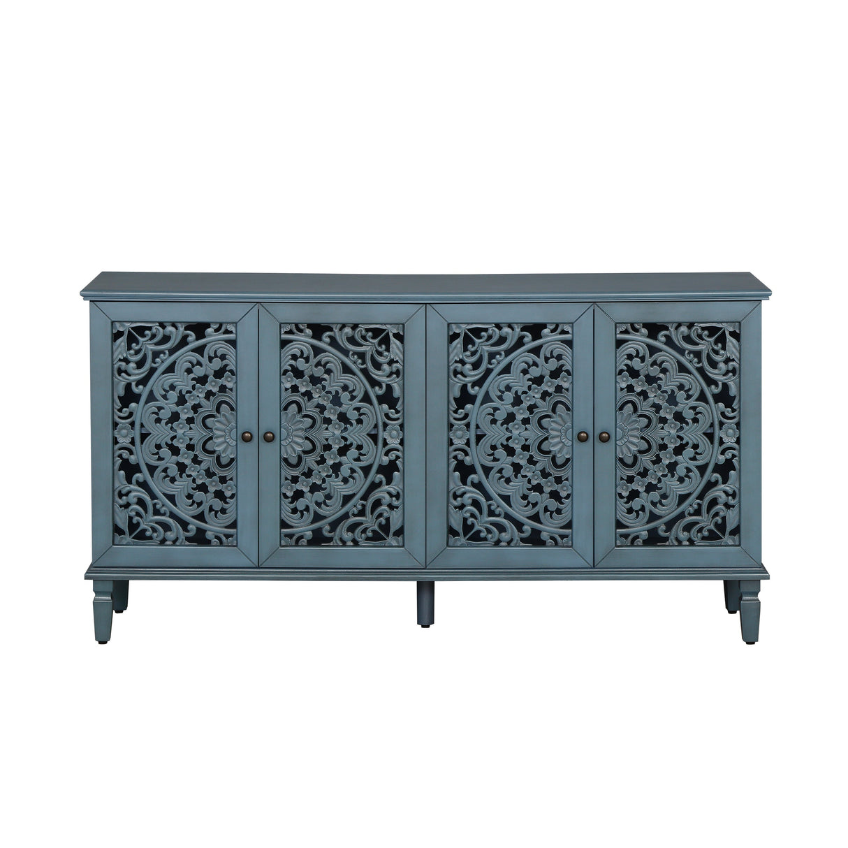 Antique Buffet Cabinet with Floral Carvings - OROA