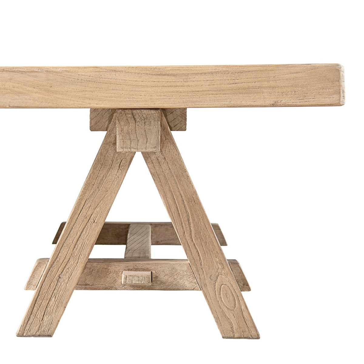 Hawthorne Reclaimed Elm Rectangular Trestle Coffee Table, Heritage Light Natural Brown - OROA Online Furniture