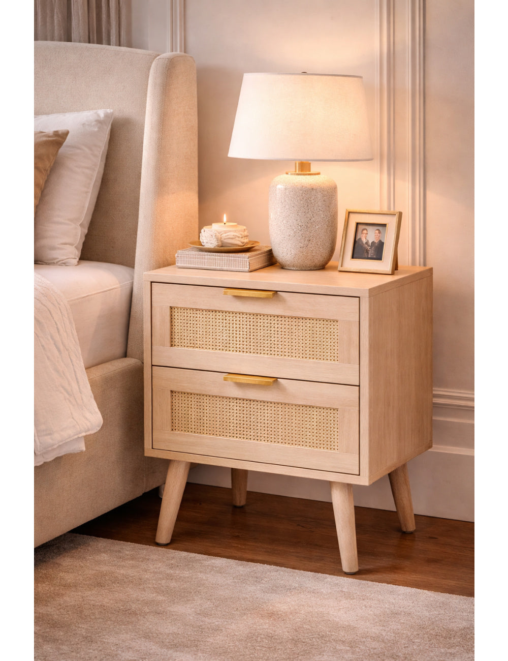 Modern European furniture - Oak 2 Drawer End Table - www.oroa.com