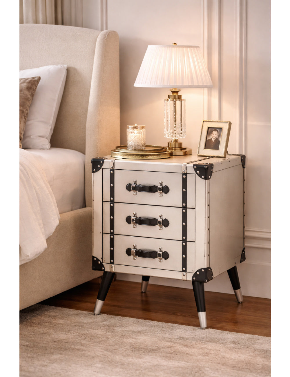 Modern European furniture - Silver Trunk Inspired Vintage End Table - www.oroa.com