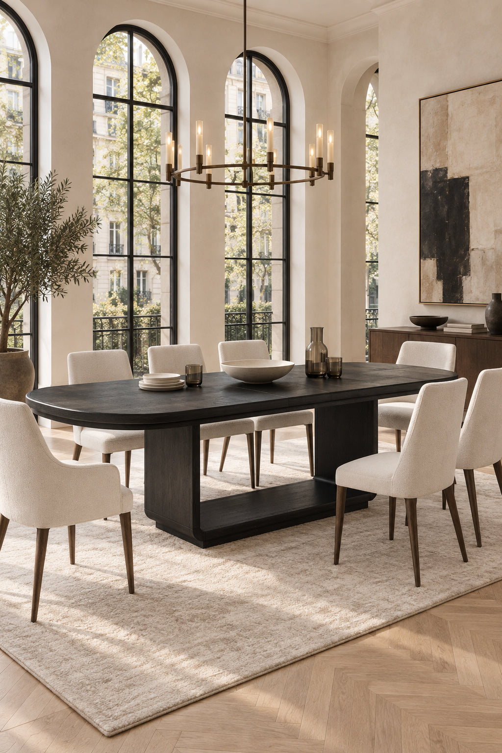 Burnished Black Oval Extension Dining Table | OROA