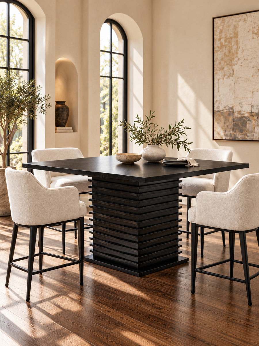 Contemporary Pedestal Dining Table Black - OROA.COM