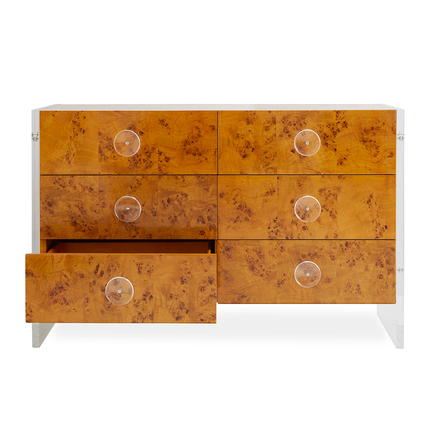 Mappa Wood 6-Drawer Dresser – Bond – angled view