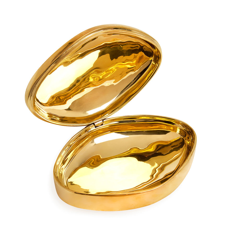 Polished Brass Hinged Pill Box – Viagra – angled view