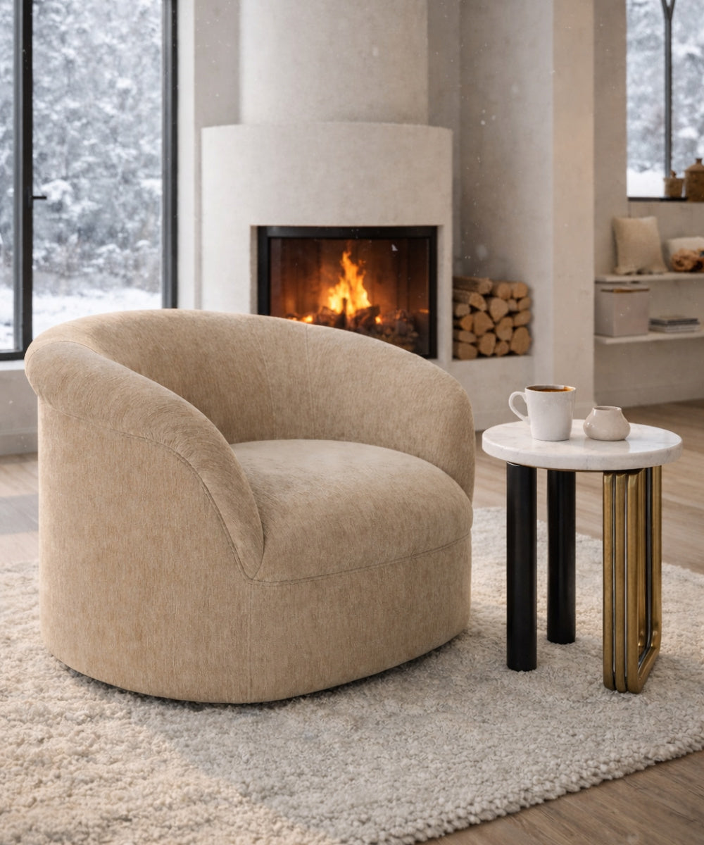 Modern European furniture - Velvet Rolled-Arm Lounge Chair - www.oroa.com