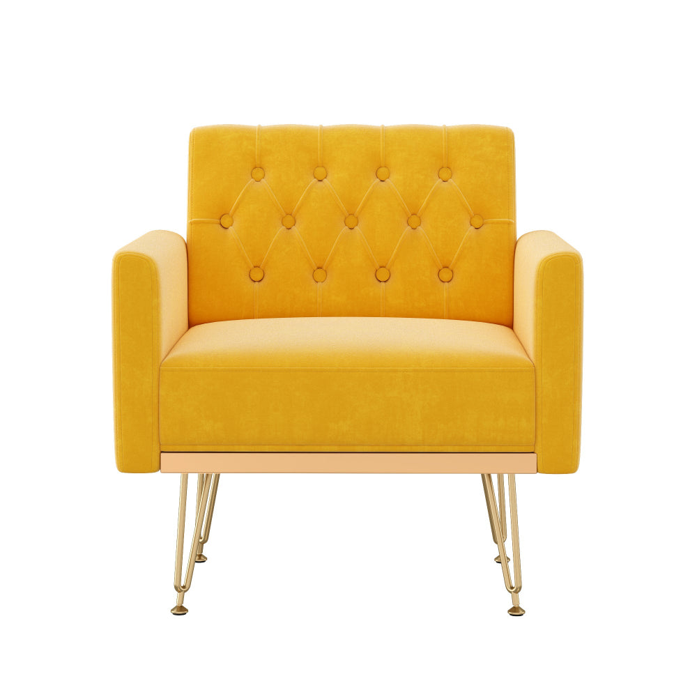 yellow tufted chair