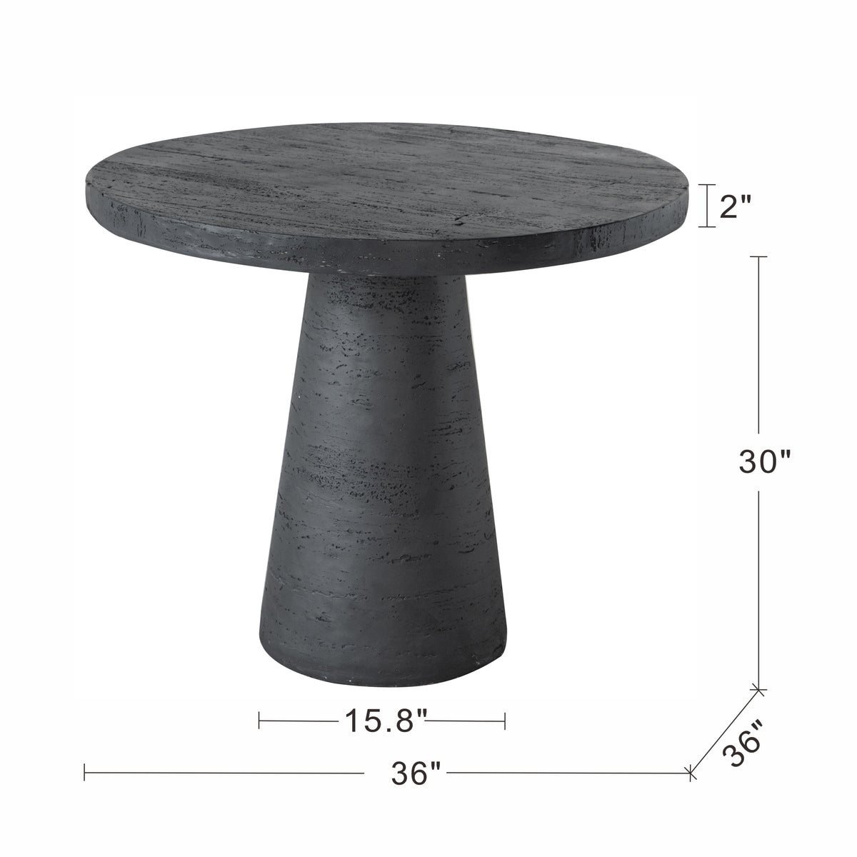 Textured Black Round Pedestal Dining Table – OROA, view 6