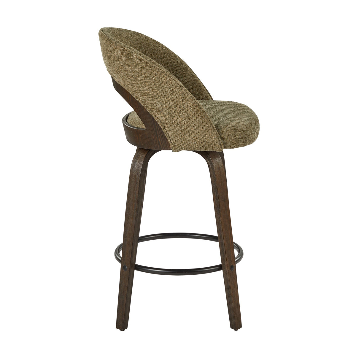 Sage Green Fabric Swivel Counter Stools — side view