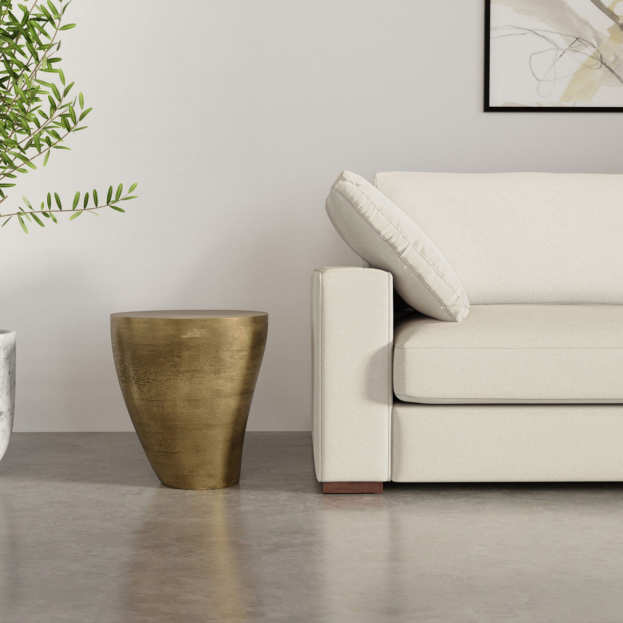 Drum Shape Side Table - Antique Brass - OROA
