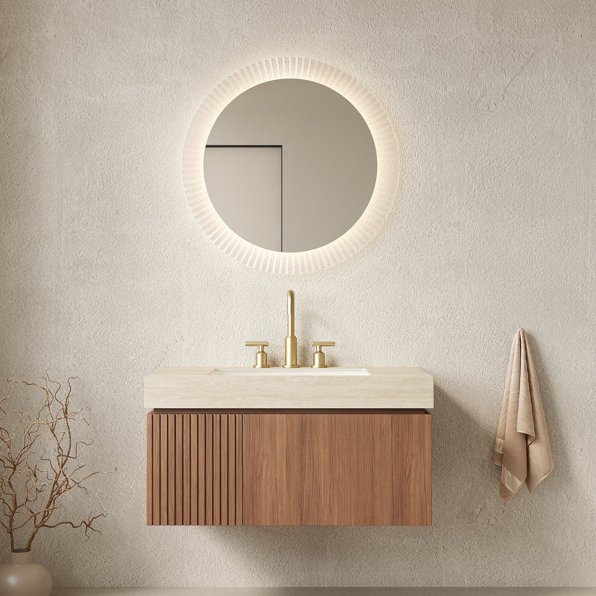 Roma Travertine Bathroom Vanity & Sink - OROA