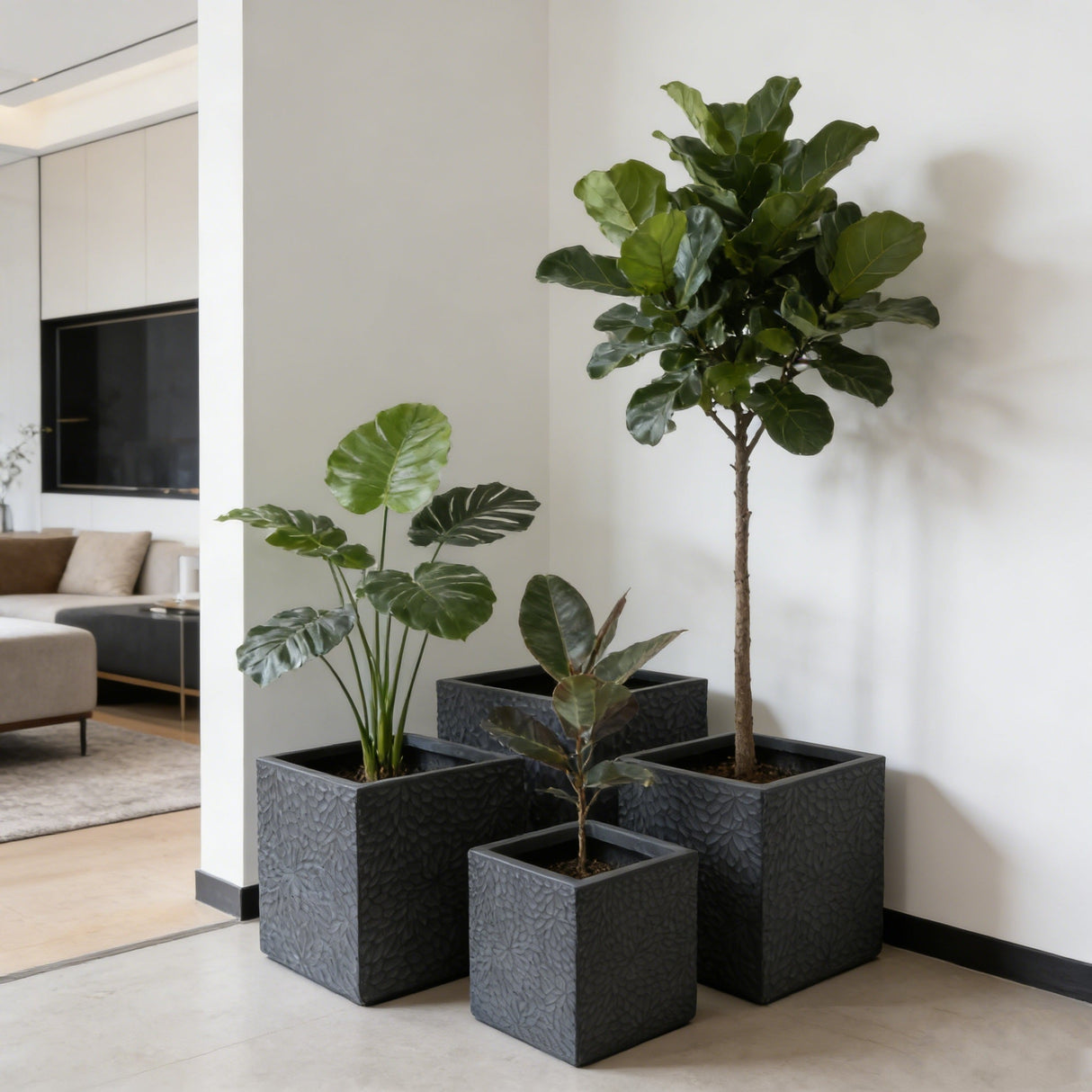 Large Outdoor Indoor Magnesium Oxide Planter (S/4)