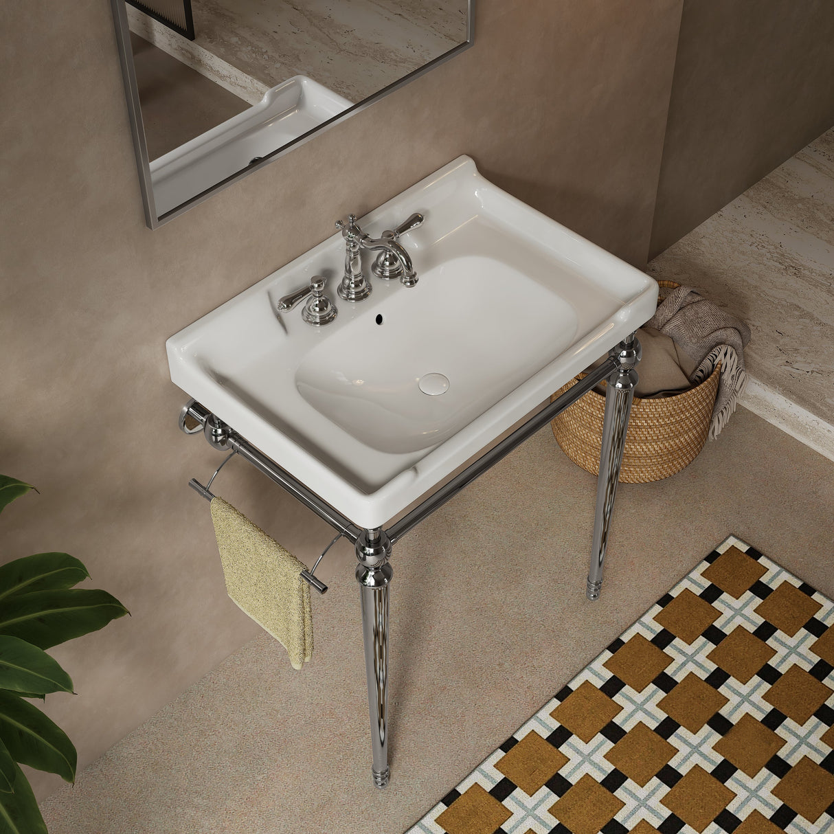 Bathroom Console Sink, Wall-Mounted - OROA