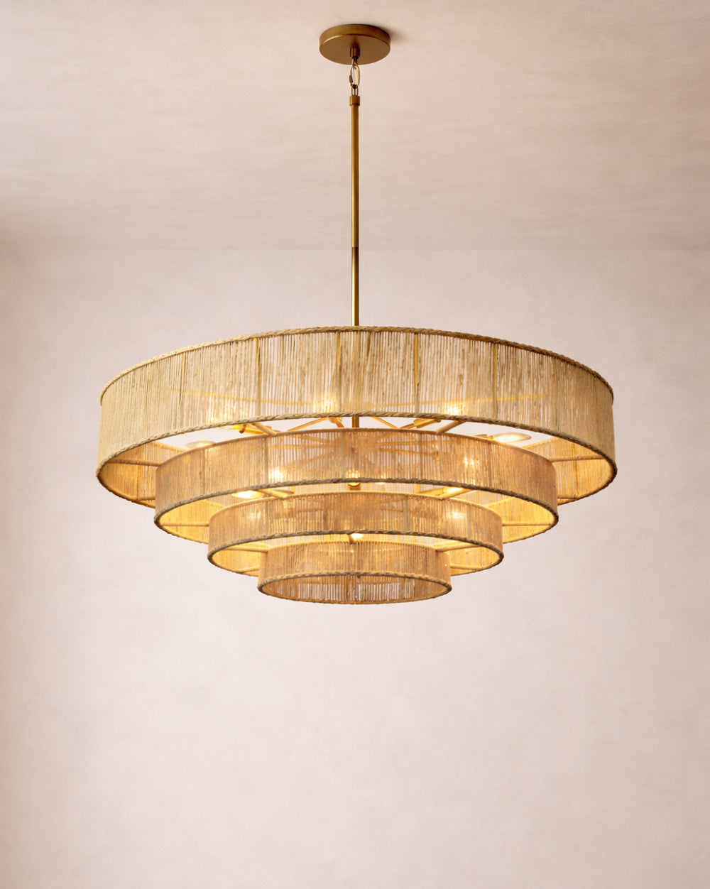 4-Tier Rustic Jute Chandelier by Splendido Lumina, alternate view 2