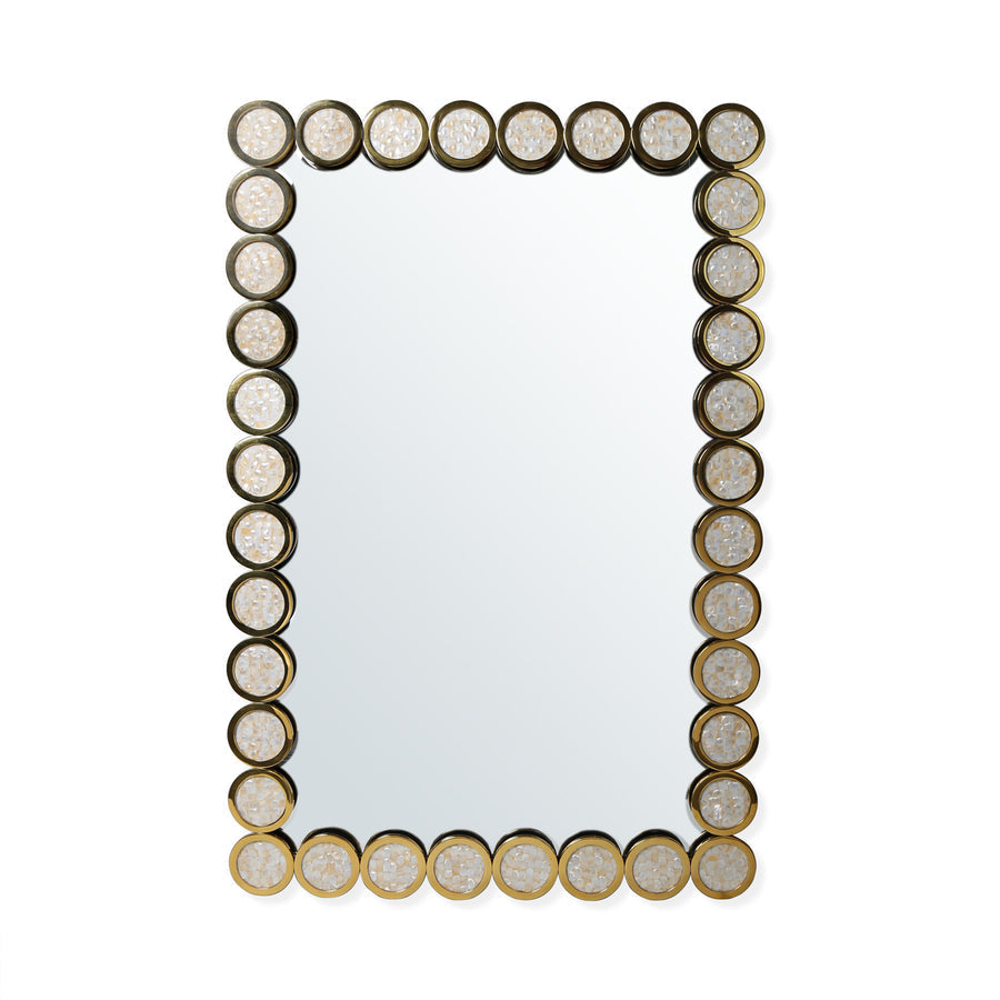 Polished Brass Circles Mirror – Rings – front view
