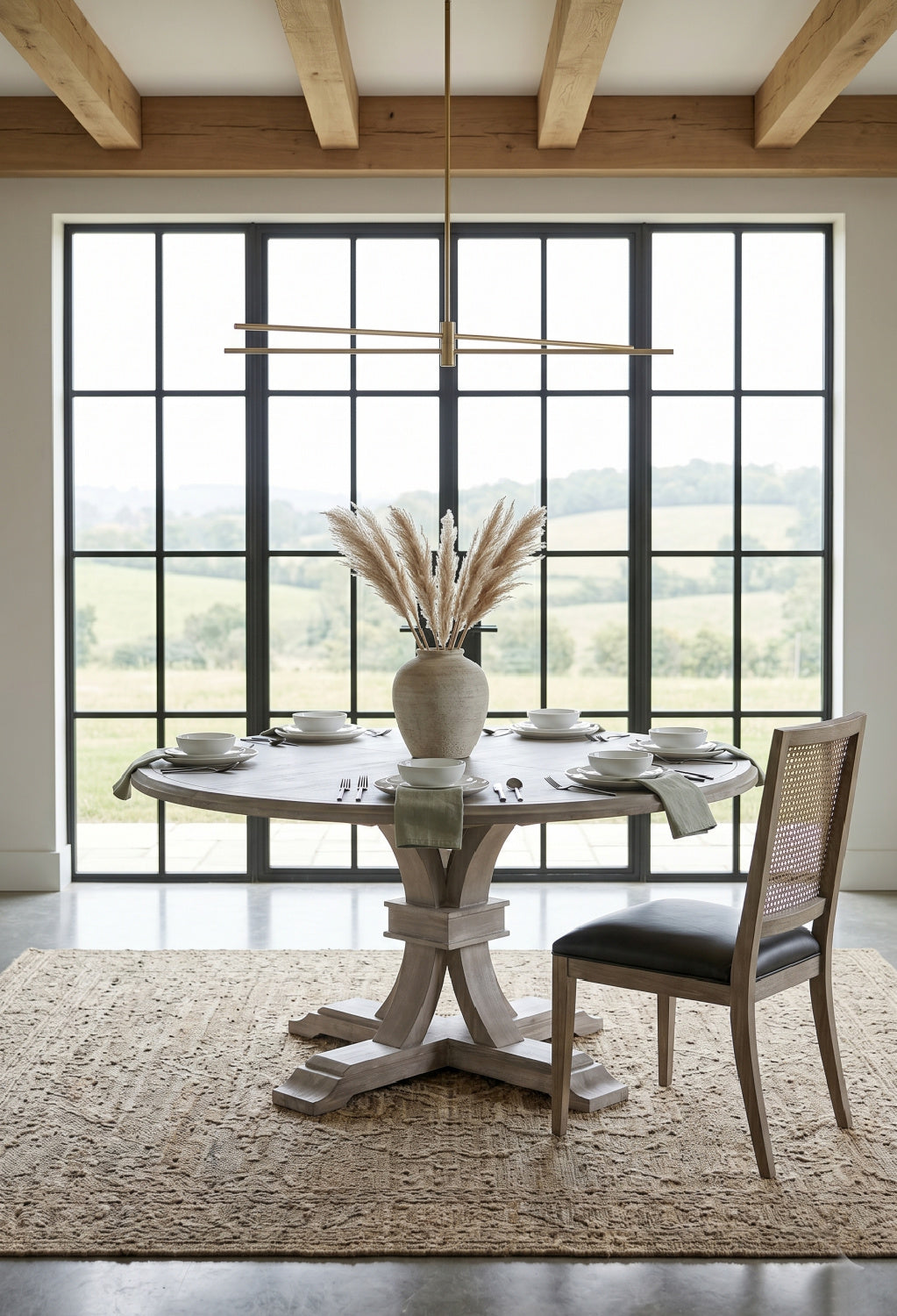 Modern European furniture - Gray Acacia Round Extendable Dining Table - www.oroa.com