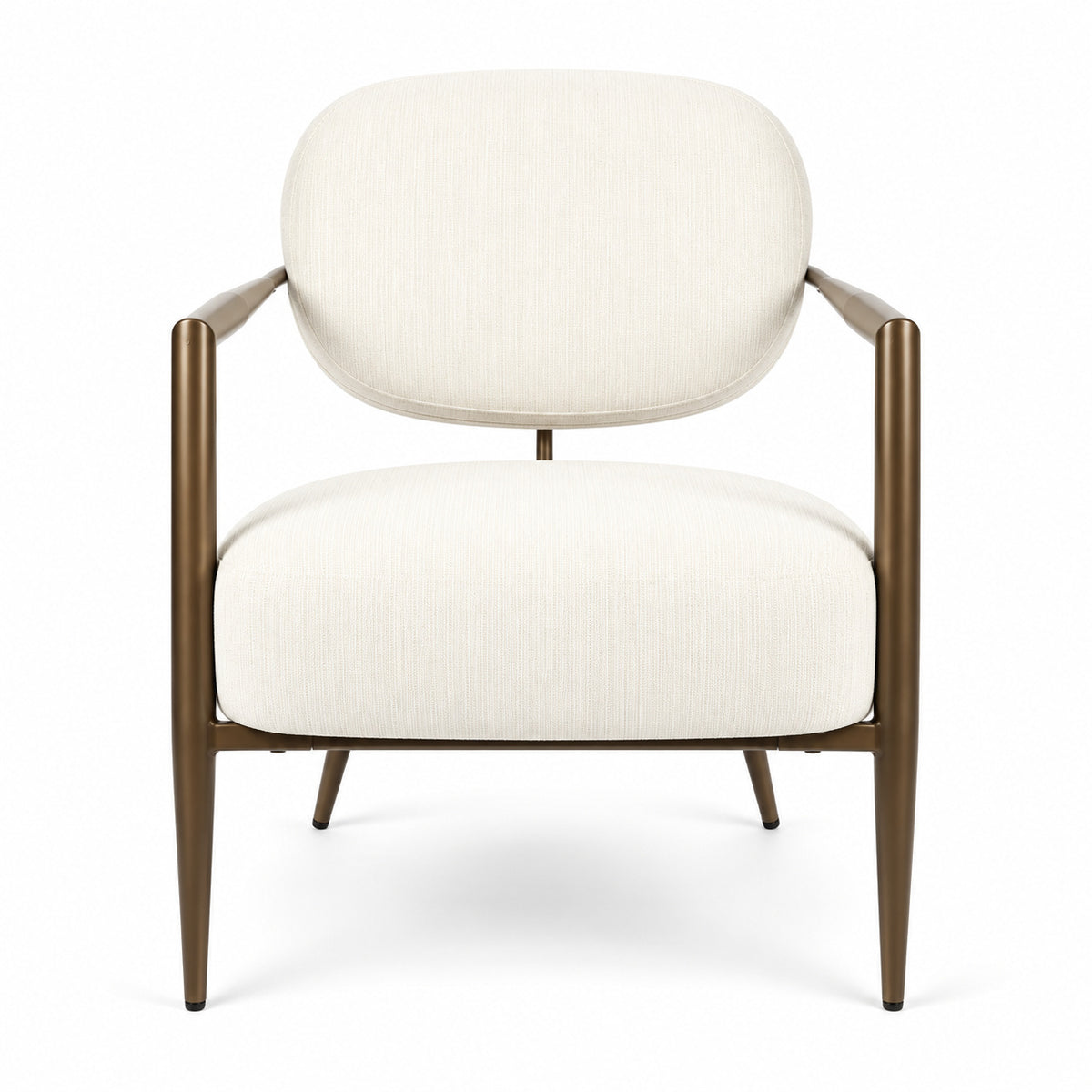 Cream Textured Accent Chair with Bronze Metal Frame | Catchy