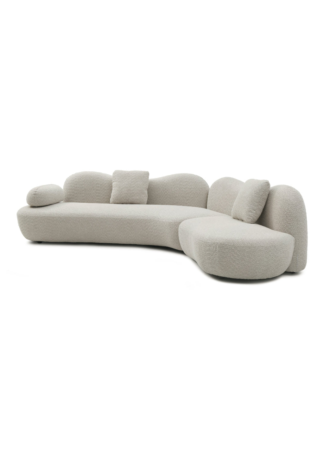 Beige Bouclé Curved Sectional Sofa | OROA