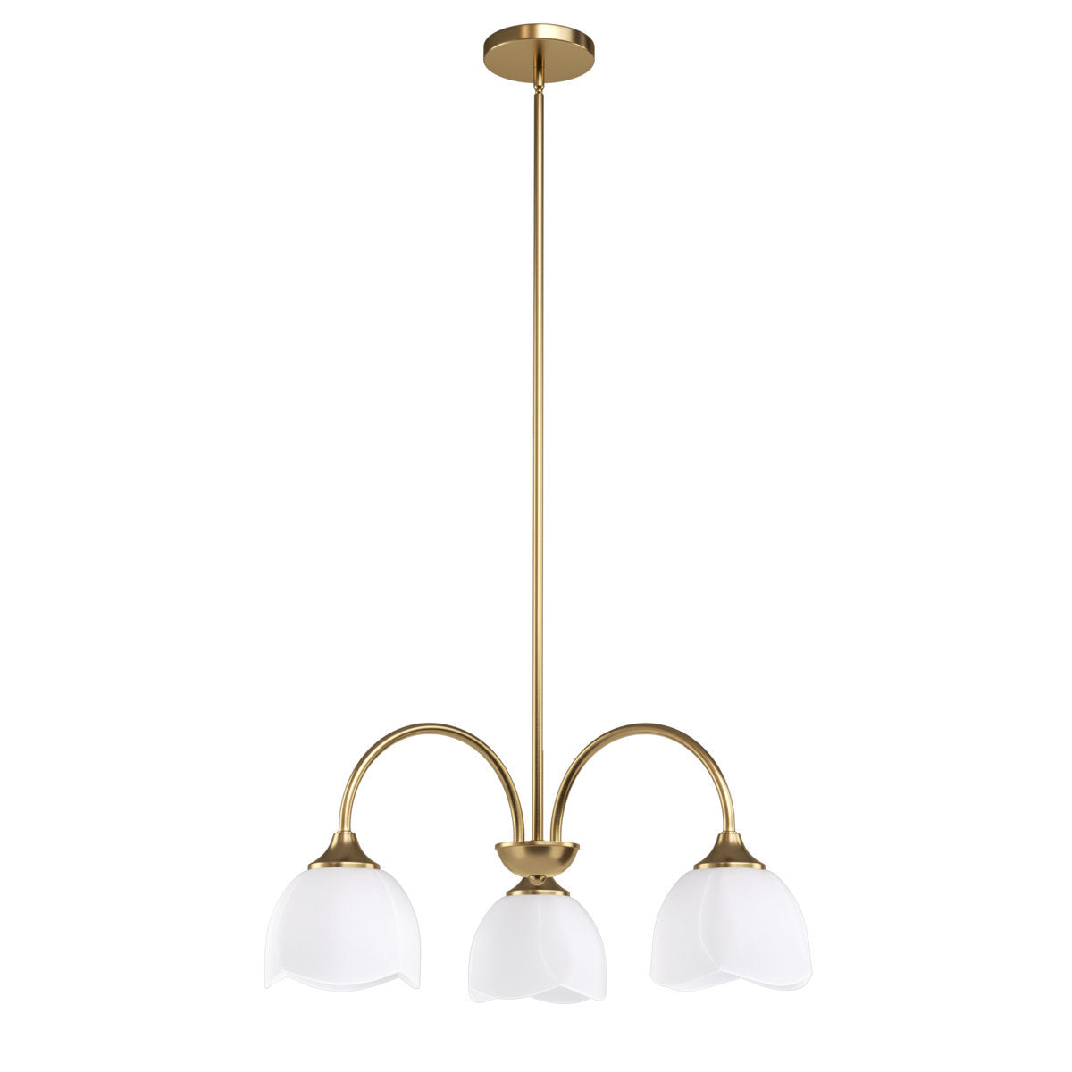Three-Light Frosted Flower Glass Chandelier — full chandelier view