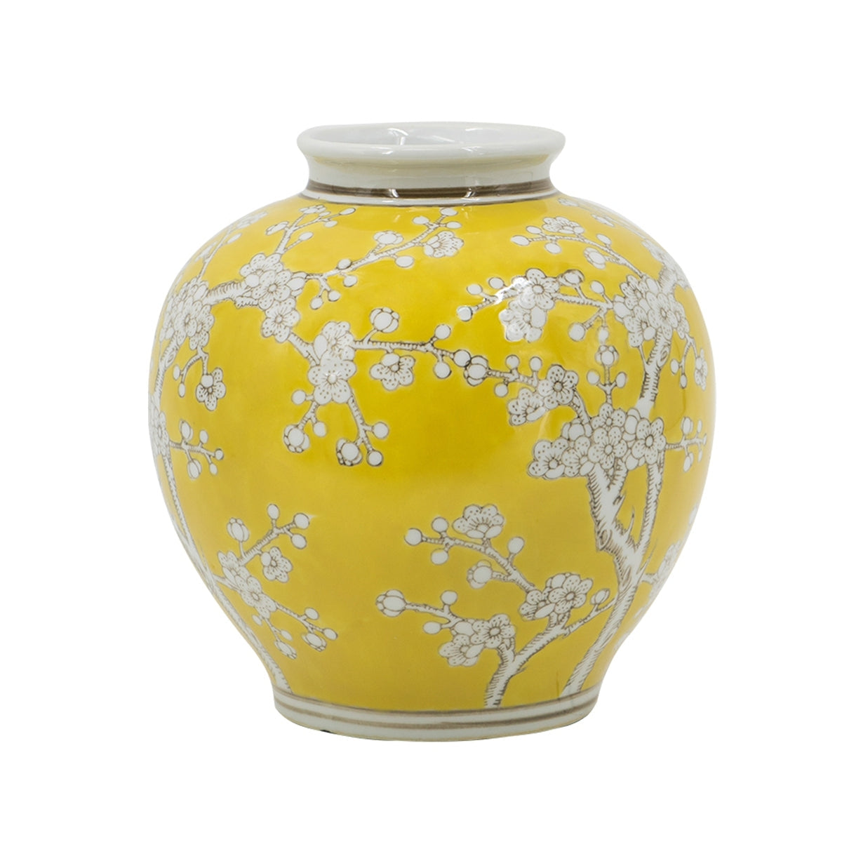 Yellow and White Wide Curved Plum Blossom Vase - OROA