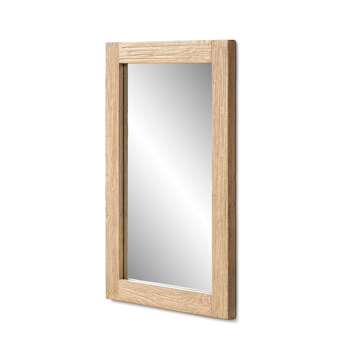 Langford Solid Reclaimed Elm Wall Mirror, Heritage Light Natural Brown - OROA Modern Furniture