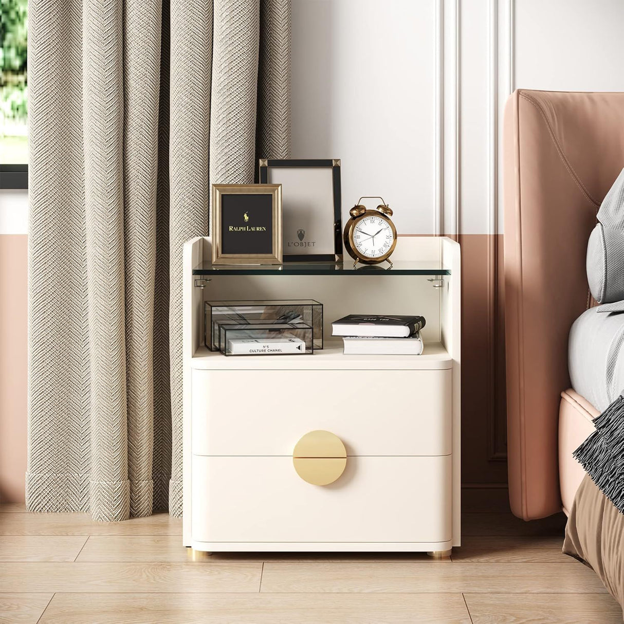 2 Drawer Nightstand - Beige Classic