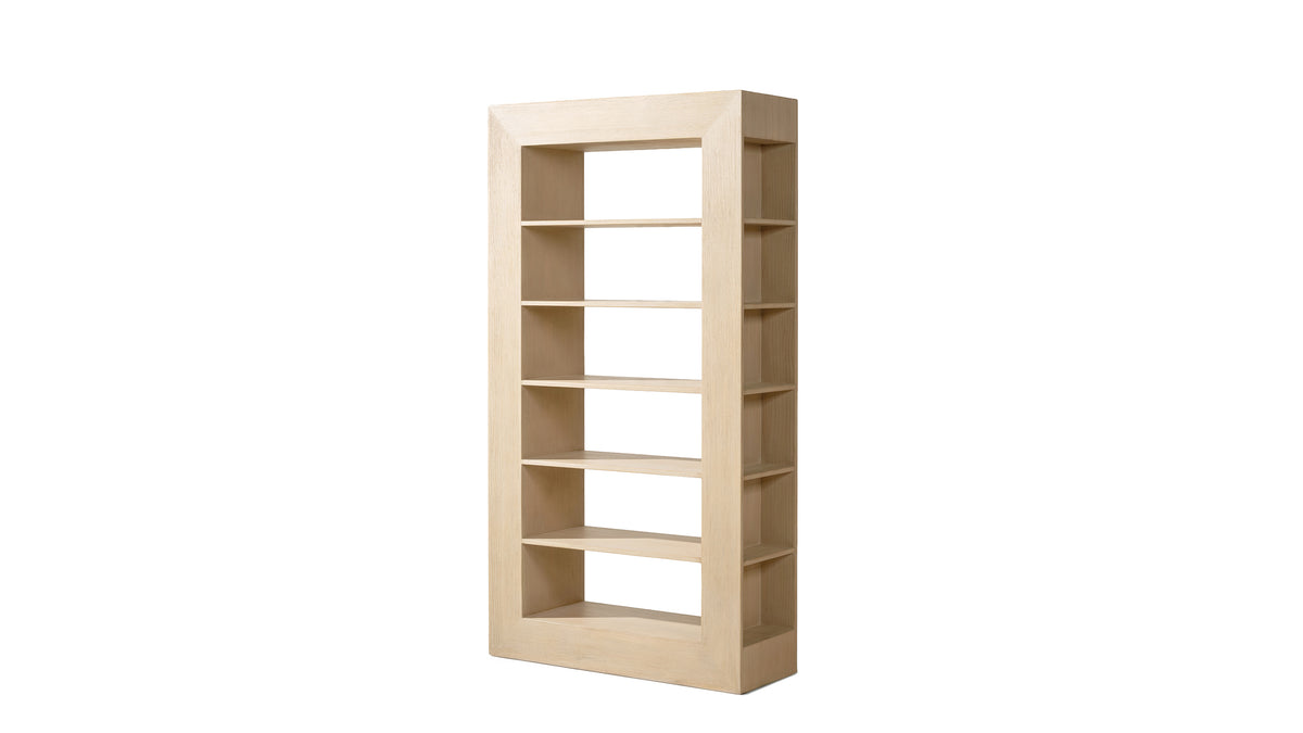 Ellis Open Back Wood Display Shelf, Brushed White Reclaimed Pine - OROA Online Furniture