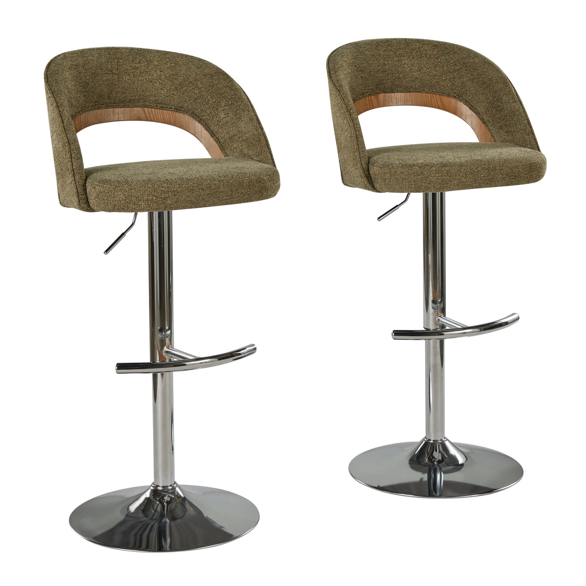 Sage Green Whitewashed Adjustable Swivel Bar Stools Set of 2 – OROA, view 3