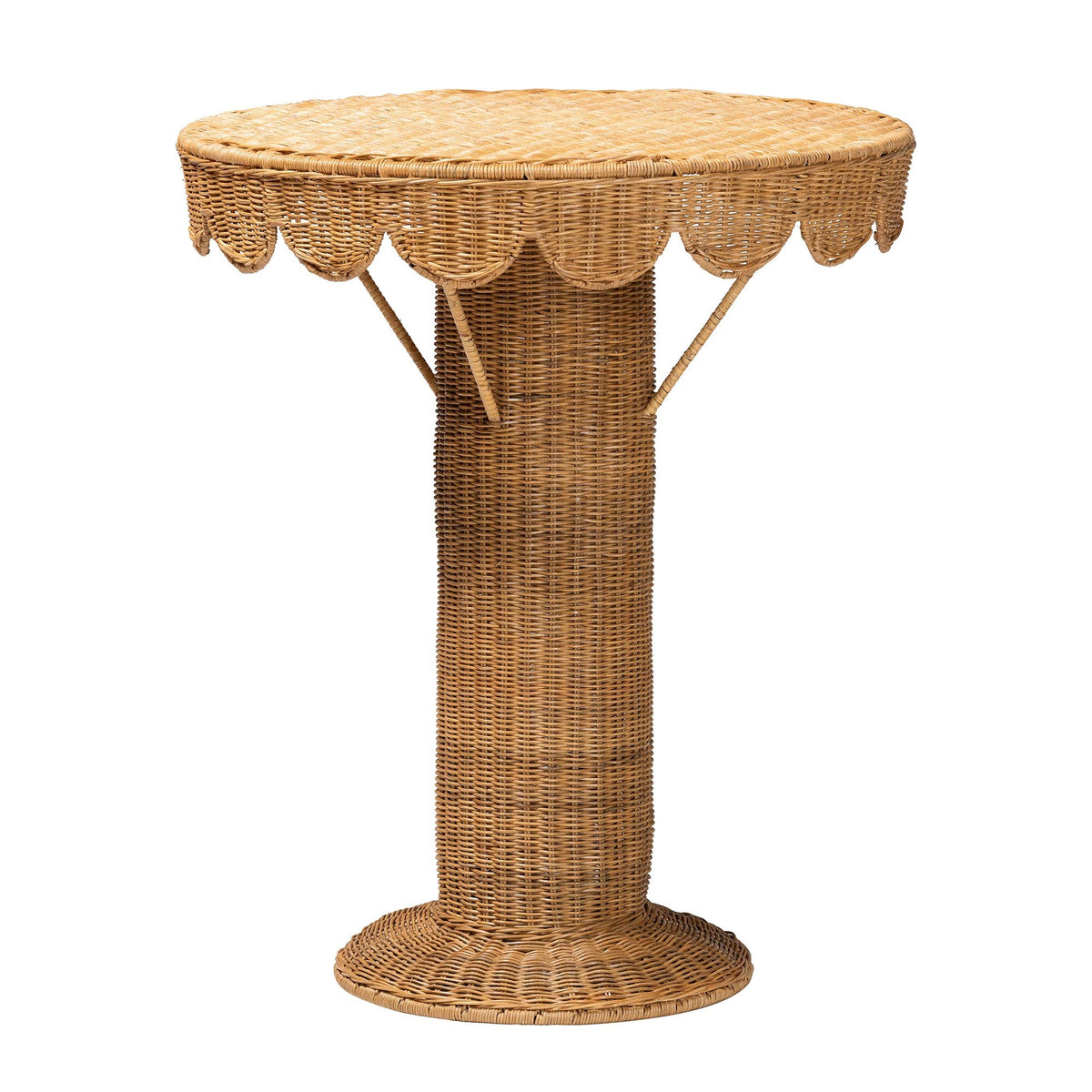 Honey Rattan Scalloped Console Table – OROA, view 1