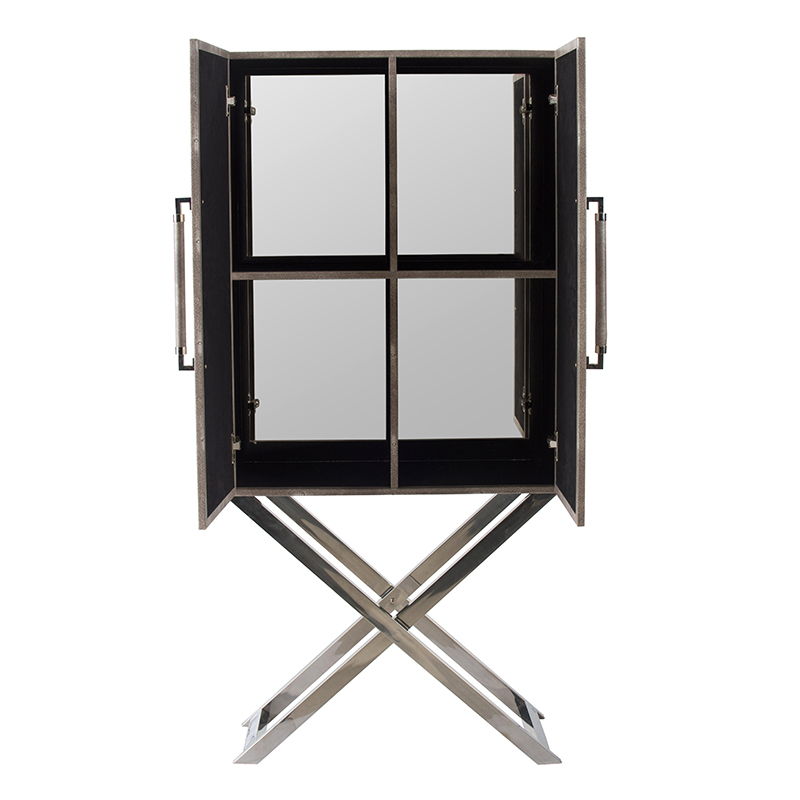 Modern Cabinet - Wood & Silver Finish