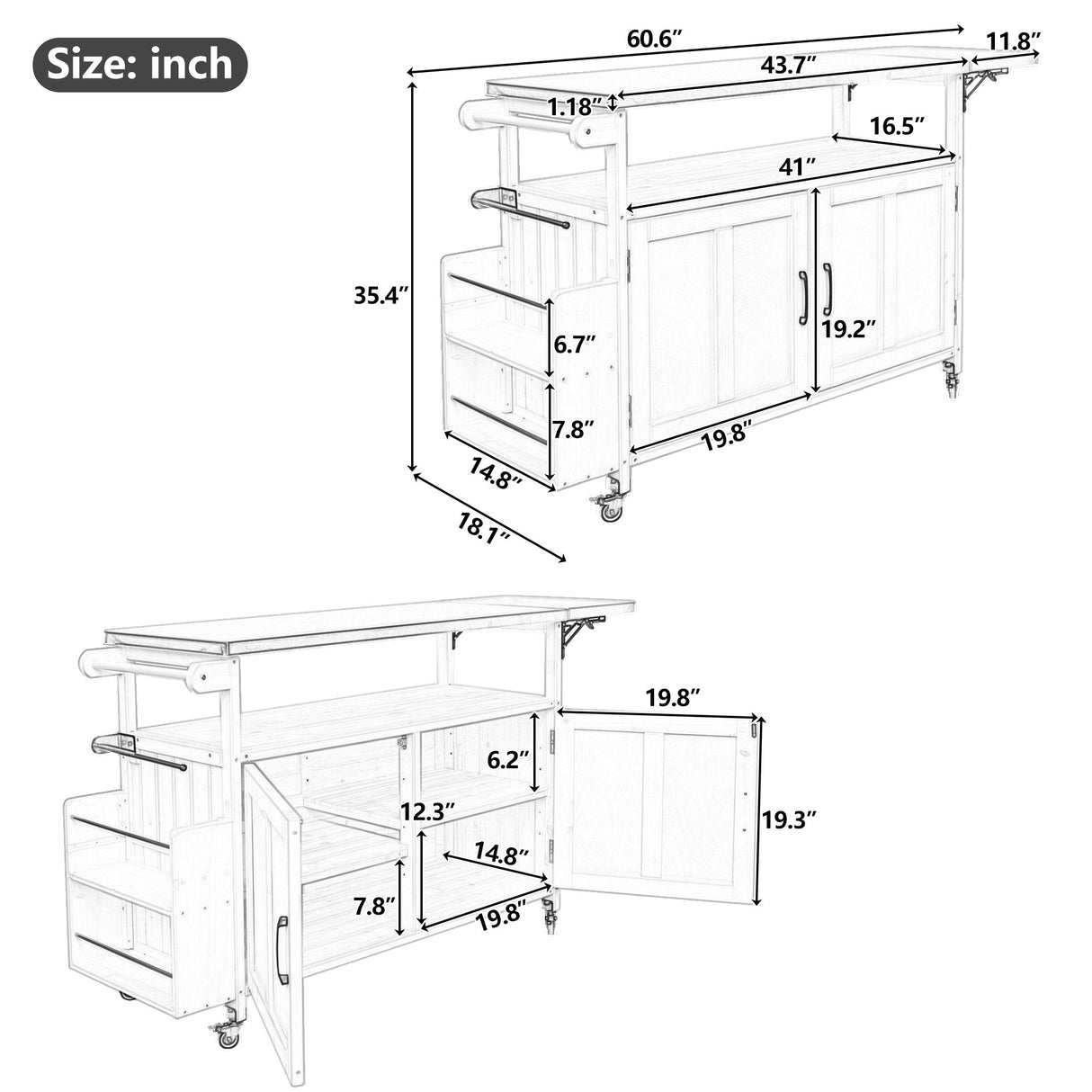 Foldable Outdoor Kitchen Island Cart - Cathy