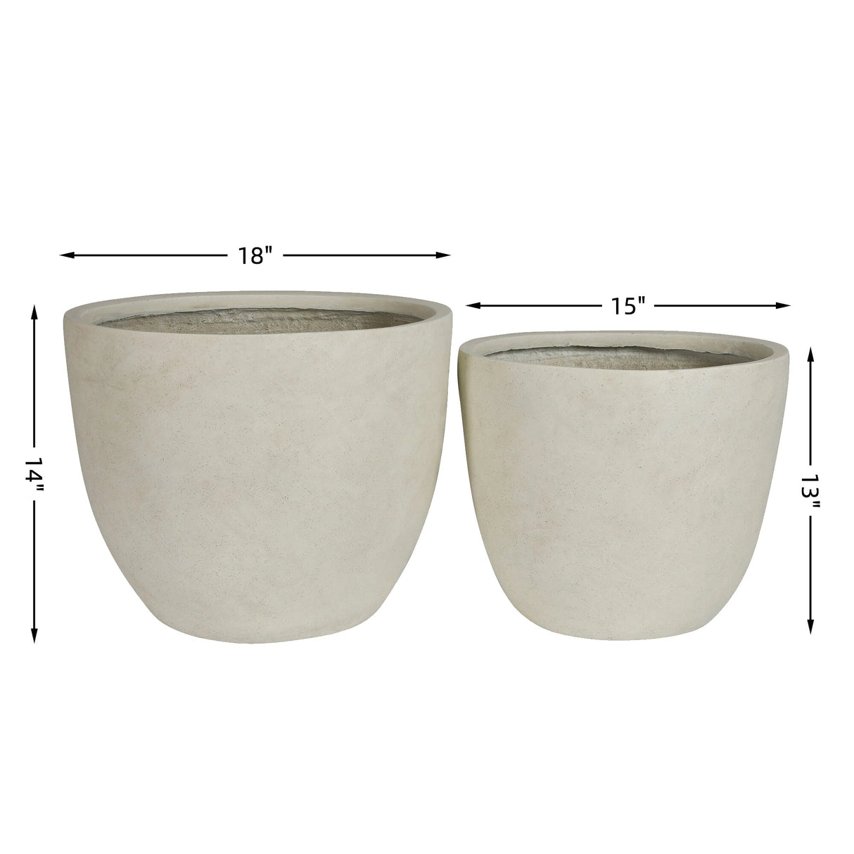 Round Concrete Planter (S/2), Large Outdoor Indoor/Outdoor