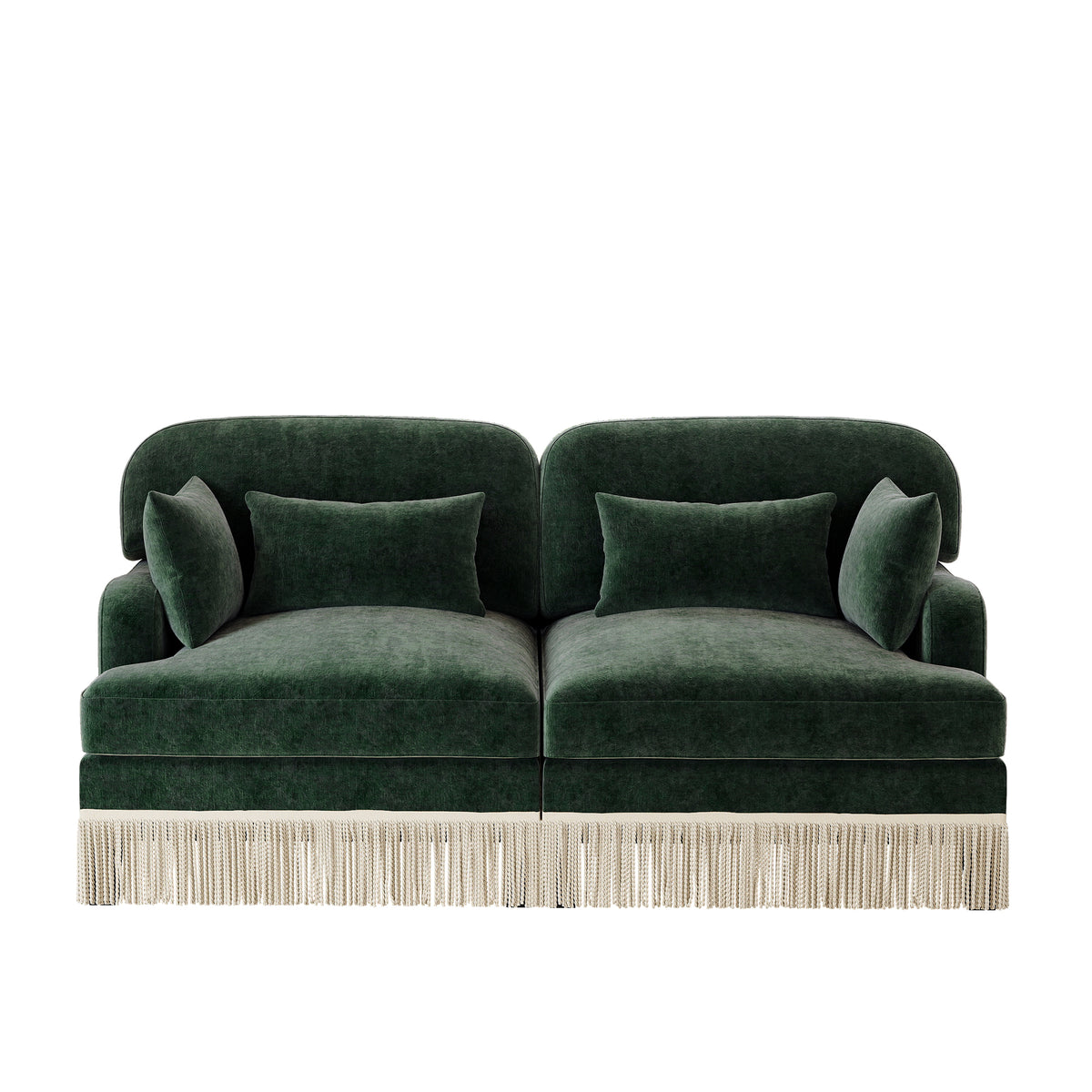 Green Chenille Tassel Loveseat – OROA, view 1