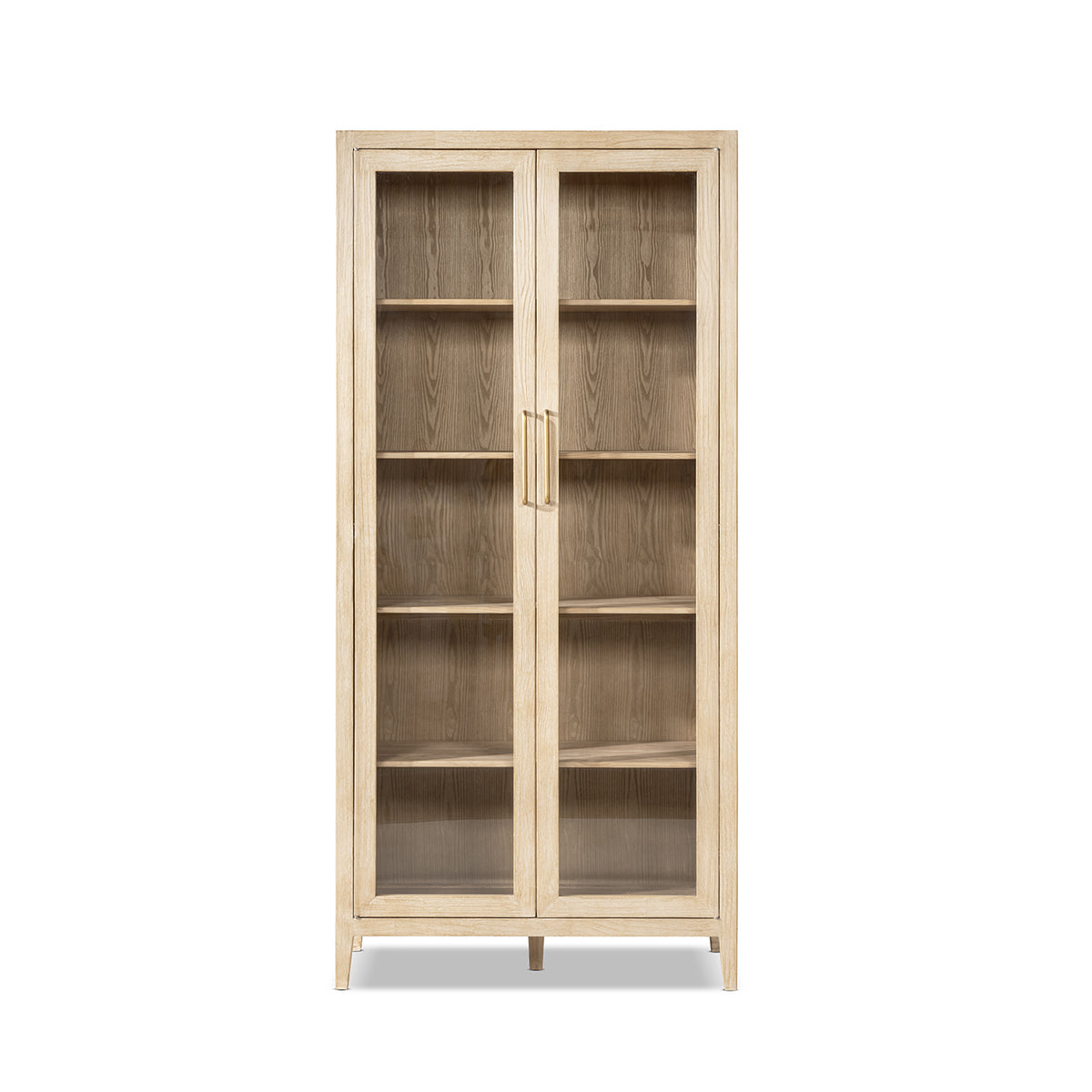 Marlowe Glass Door Display Cabinet, Brushed White Reclaimed Pine - OROA Modern Furniture