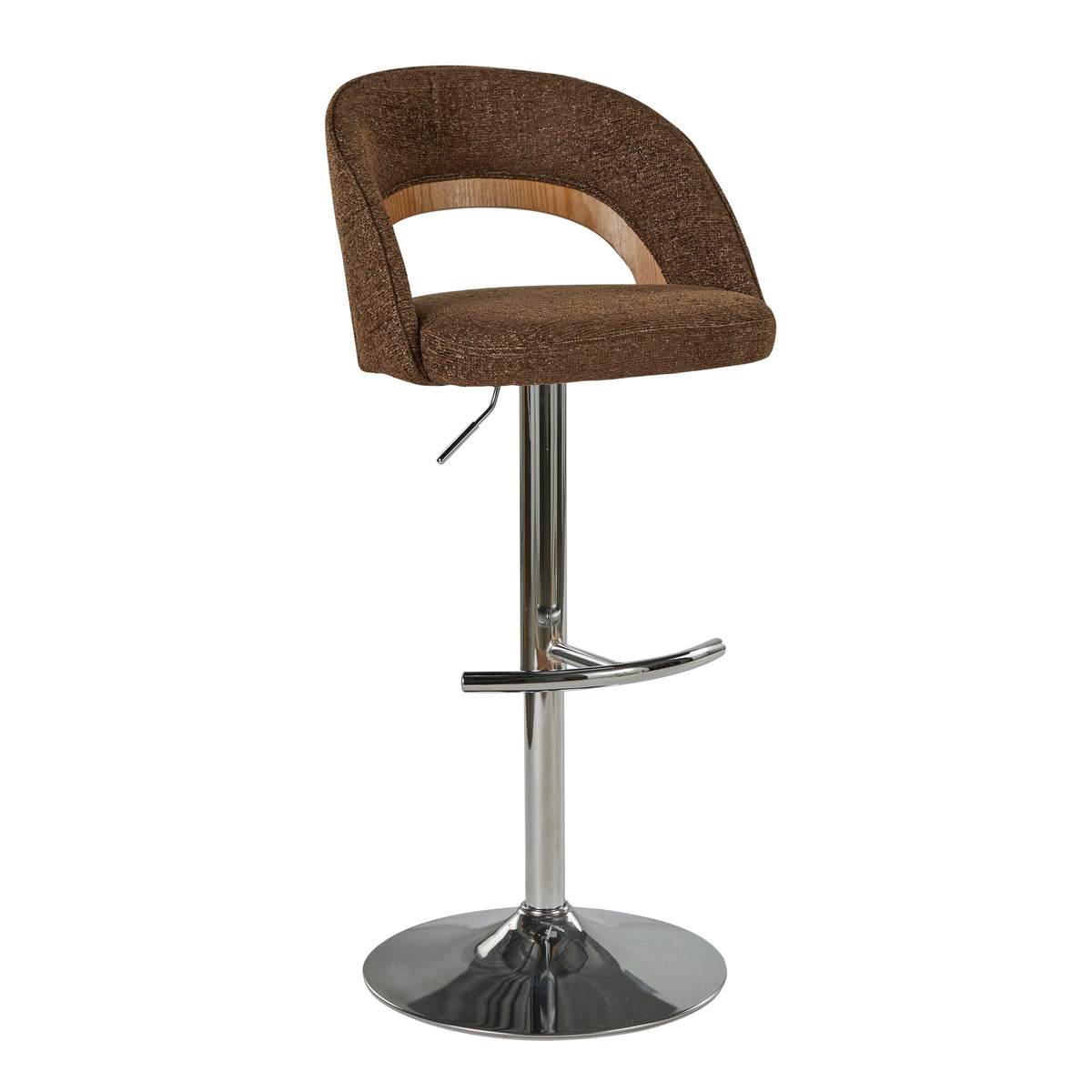 Dark Brown Whitewashed Adjustable Swivel Bar Stools Set of 2 – OROA, view 1