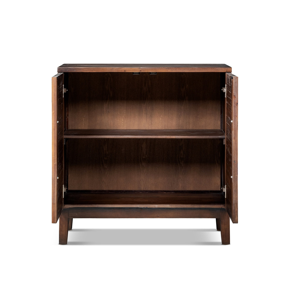 Koa Woven Wood Cabinet with Textured Door Fronts, Dark Brown Reclaimed Pine - OROA Modern Furniture