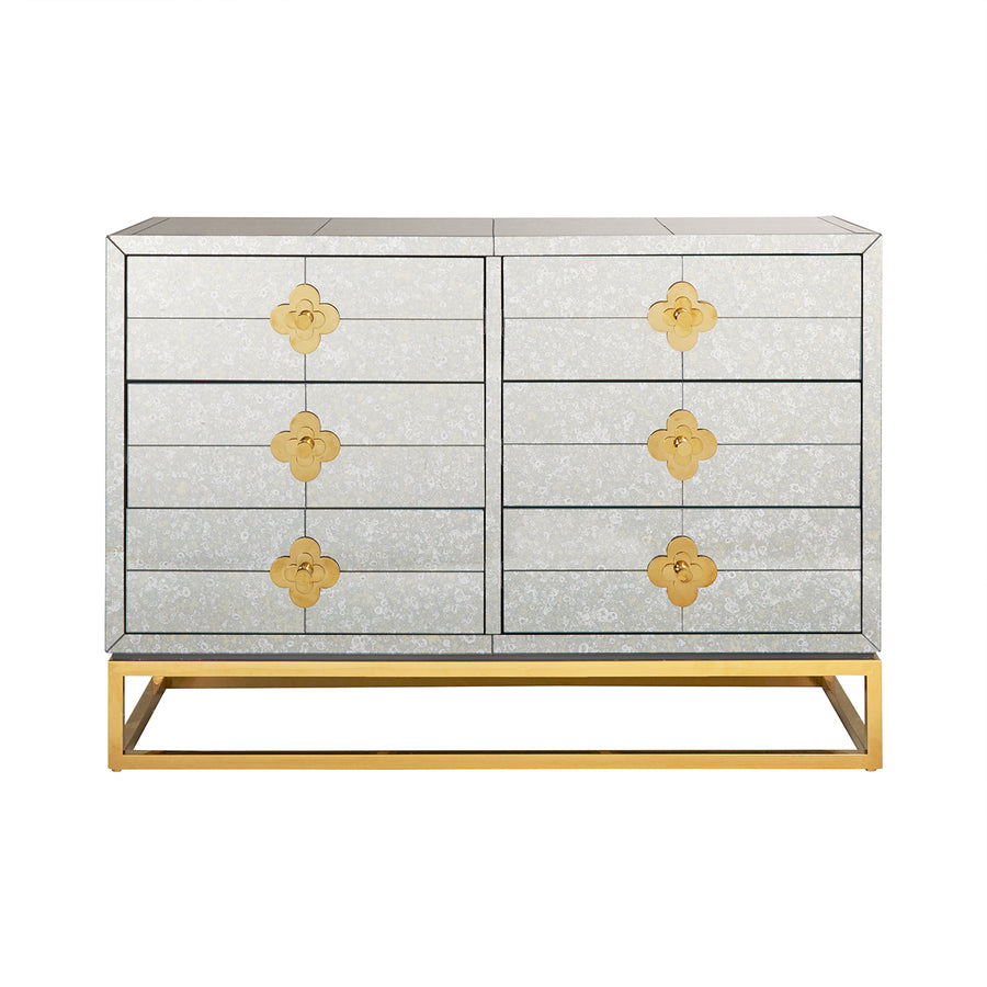 Antique Mirror 6-Drawer Dresser – Delphine – front view