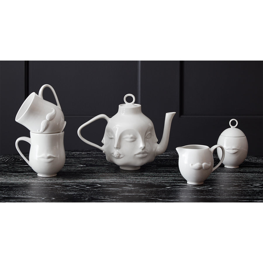 White Porcelain Face Teapot – Dora Maar – rear view