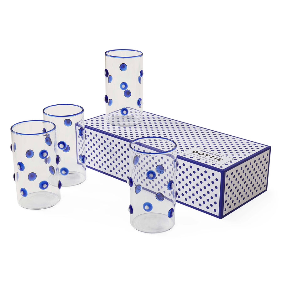 Blue Dotted Glassware Set (4) | Jonathan Adler Dottie Highball | Oroa.com