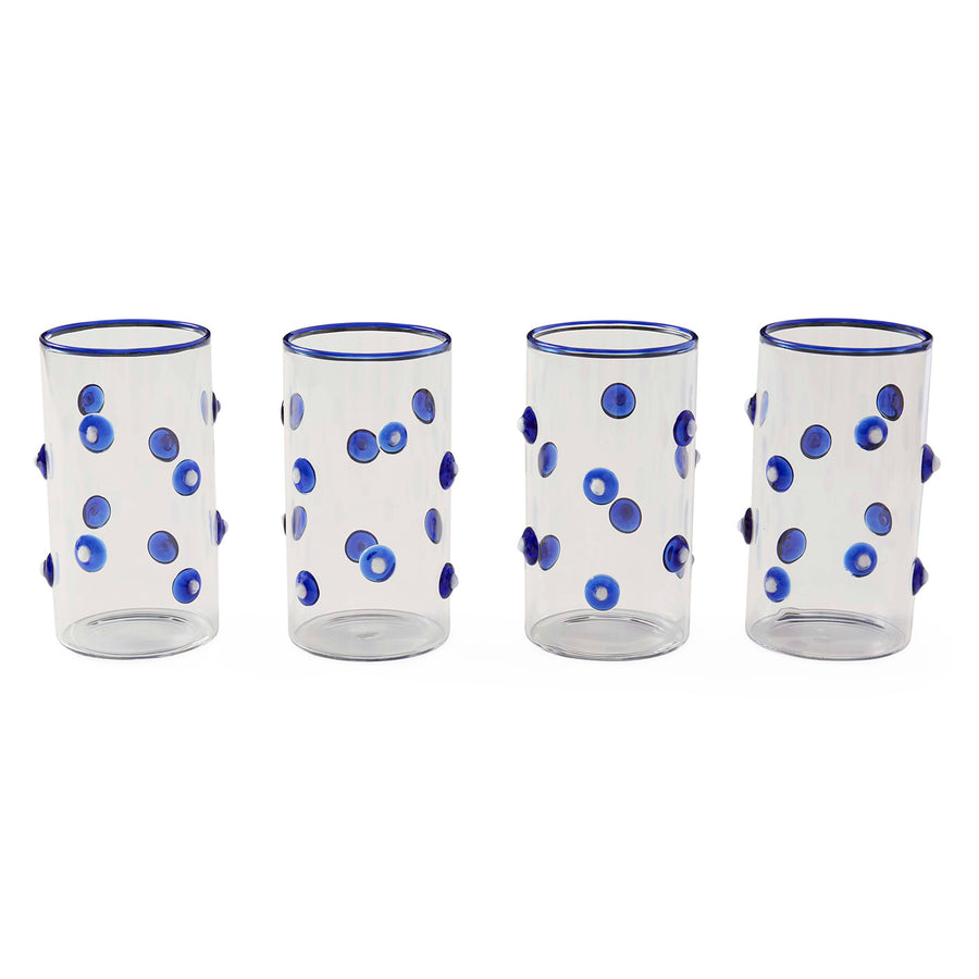 Blue Dotted Glassware Set (4) | Jonathan Adler Dottie Highball | Oroa.com