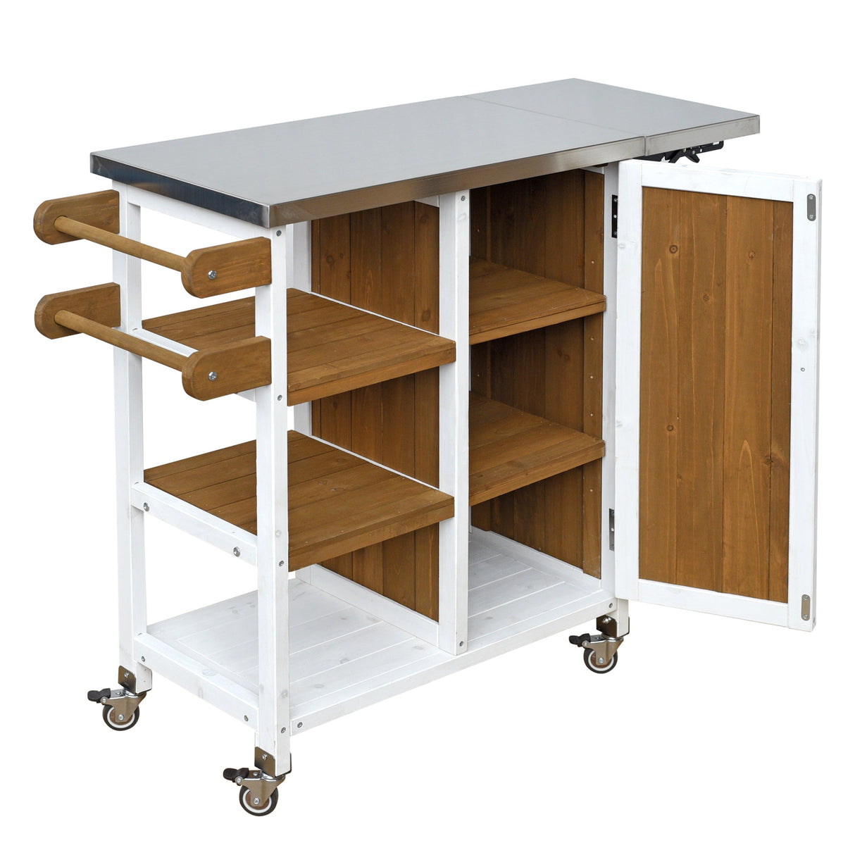 Foldable Outdoor Kitchen Island Patio Prep Station - White