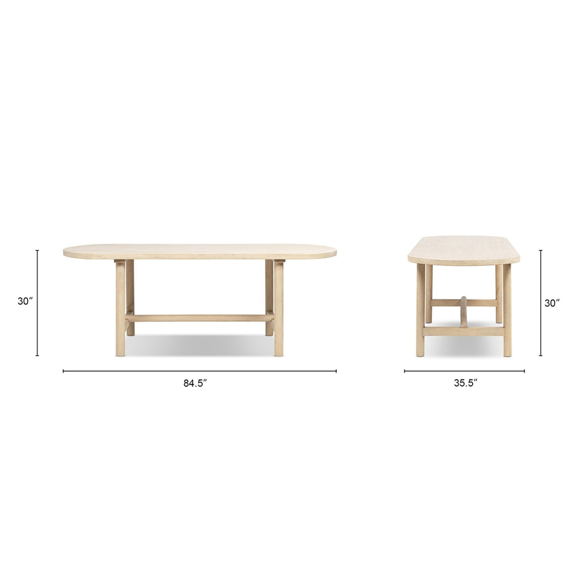Milo 8-Seat Oval Reclaimed Pine Dining Table, Light Natural Cerused - OROA Online Furniture